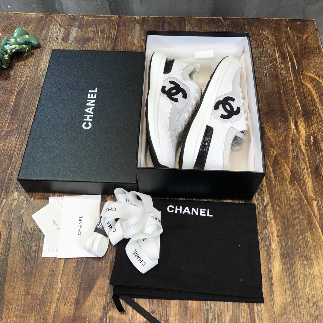 Chanel Fabric & Suede Calfskin Low Top Sneaker 37 - vstockx