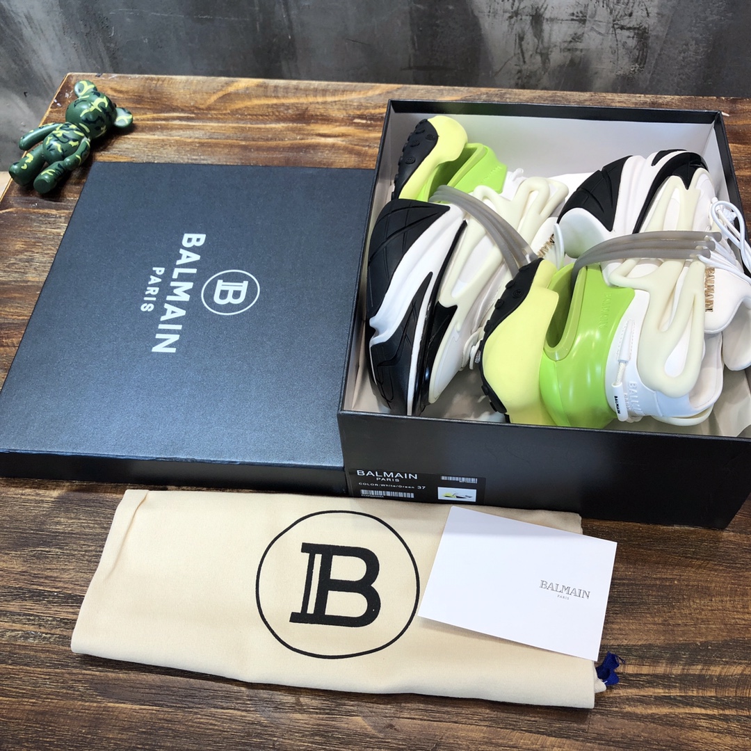 Balmain Unicorn Low-Top White Yellow - vstockx