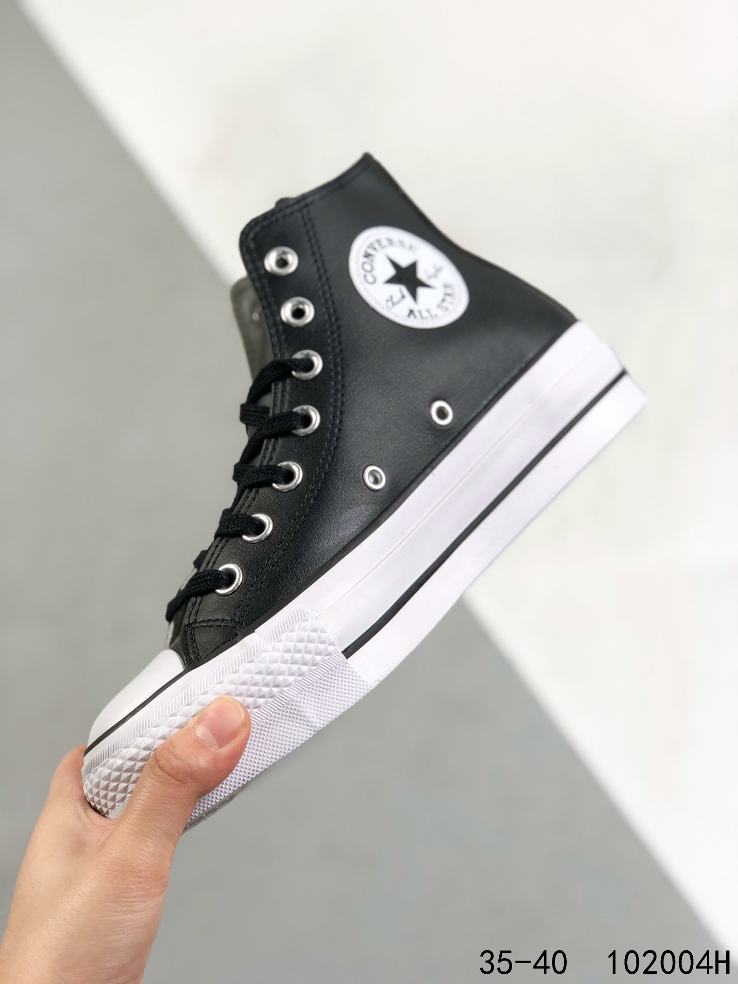 Converse Chuck Taylor All-Star Lift Hi Black Leather (W) - vstockx