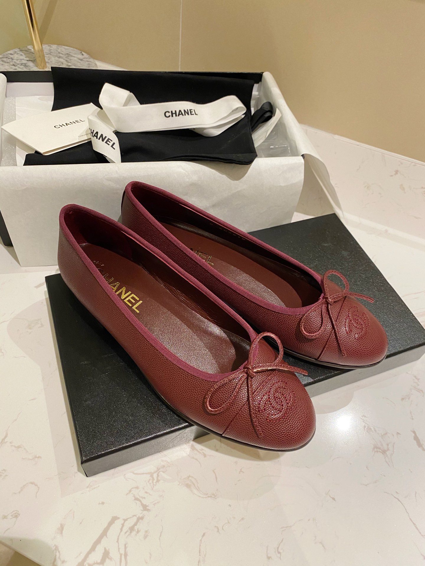 Chanel Ballerinas Fabric & Grosgrain 10 - vstockx
