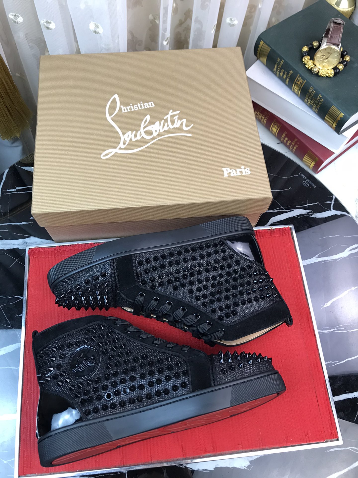 Christian Louboutin Louis Junior Spikes Orlato Flat Sneakers 1 - vstockx