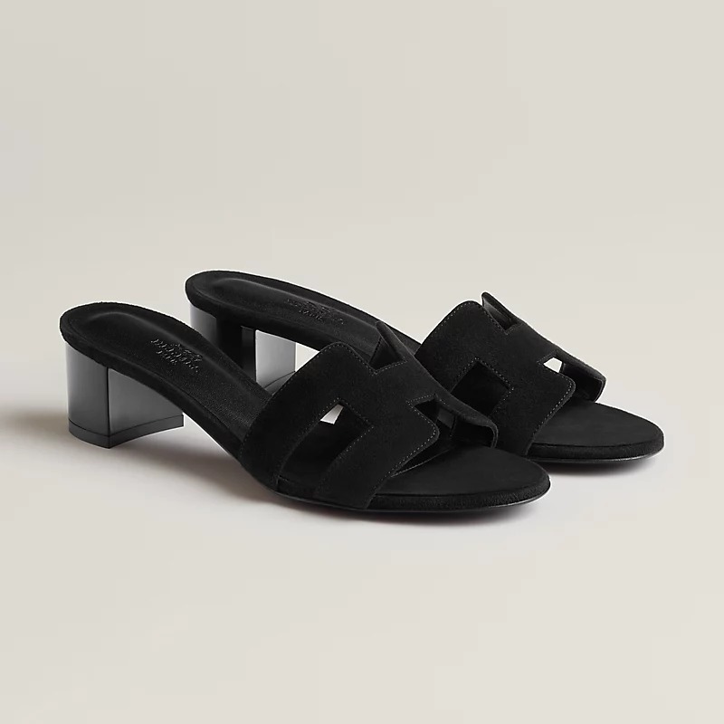 Herm��s Oasis sandal Black leather sole - vstockx