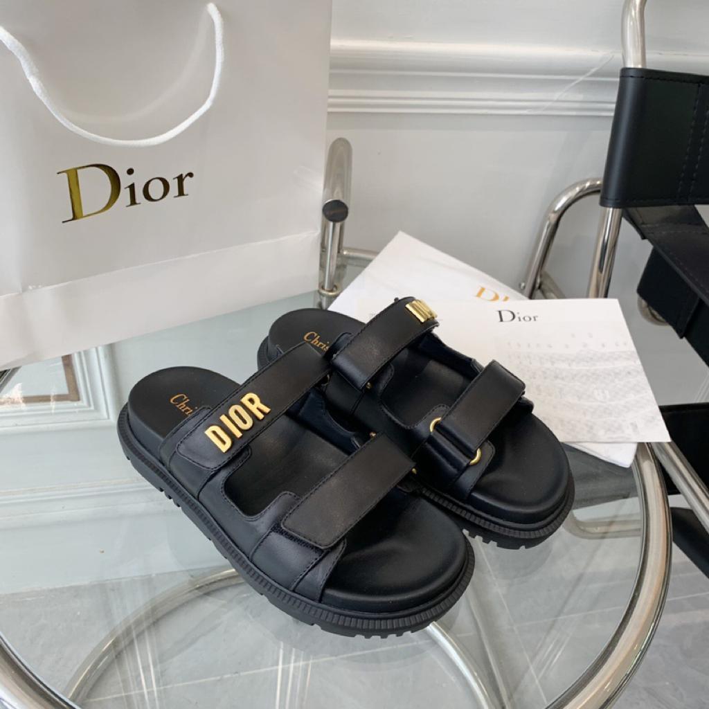 DIOR DIORACT SLIDE Black Lambskin - vstockx