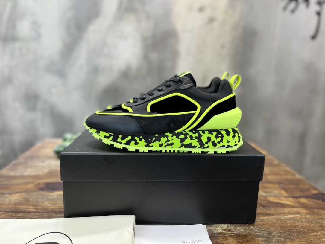 Balmain Velvet nylon and mesh low-top Racer sneaker 22 - vstockx