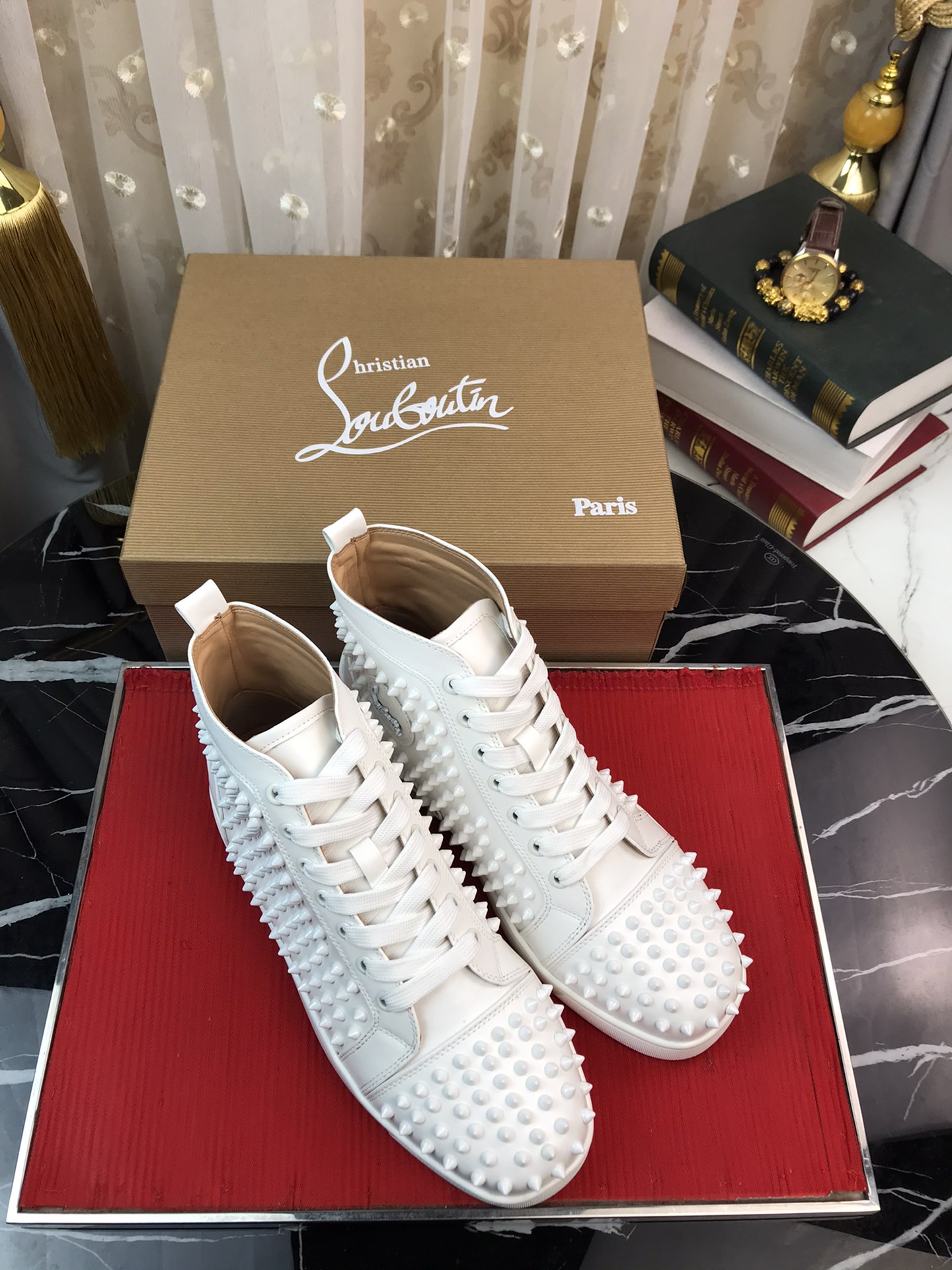 Christian Louboutin Louis Junior Spikes Orlato Flat Sneakers 3 - vstockx