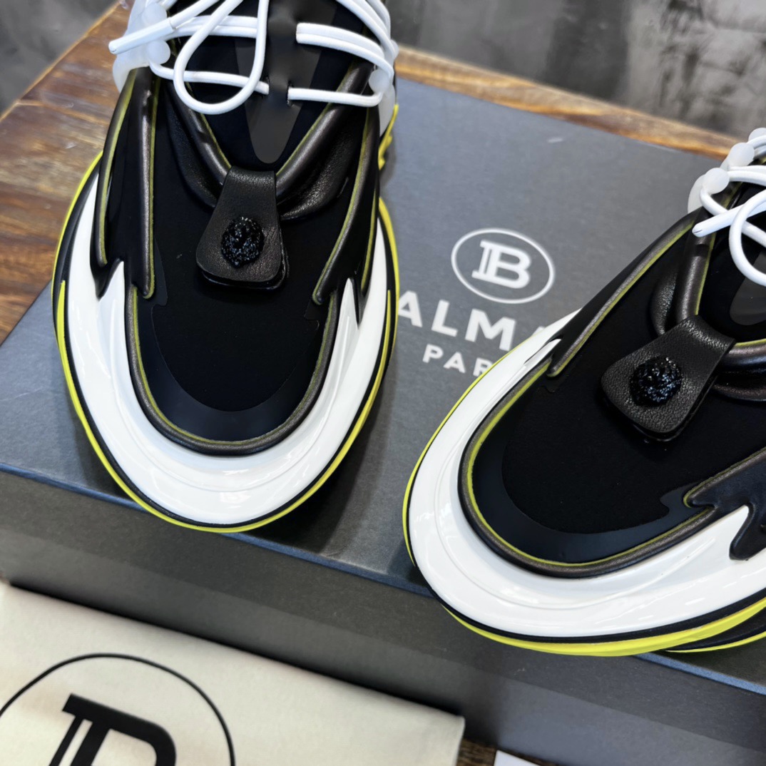 Balmain Unicorn Low-Top Black Yellow - vstockx
