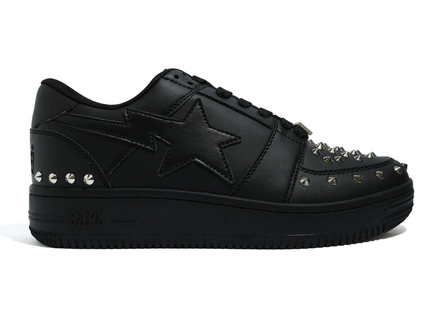 A Bathing Ape Bape Sta Low 20th Anniversary Black Silver Studded - vstockx