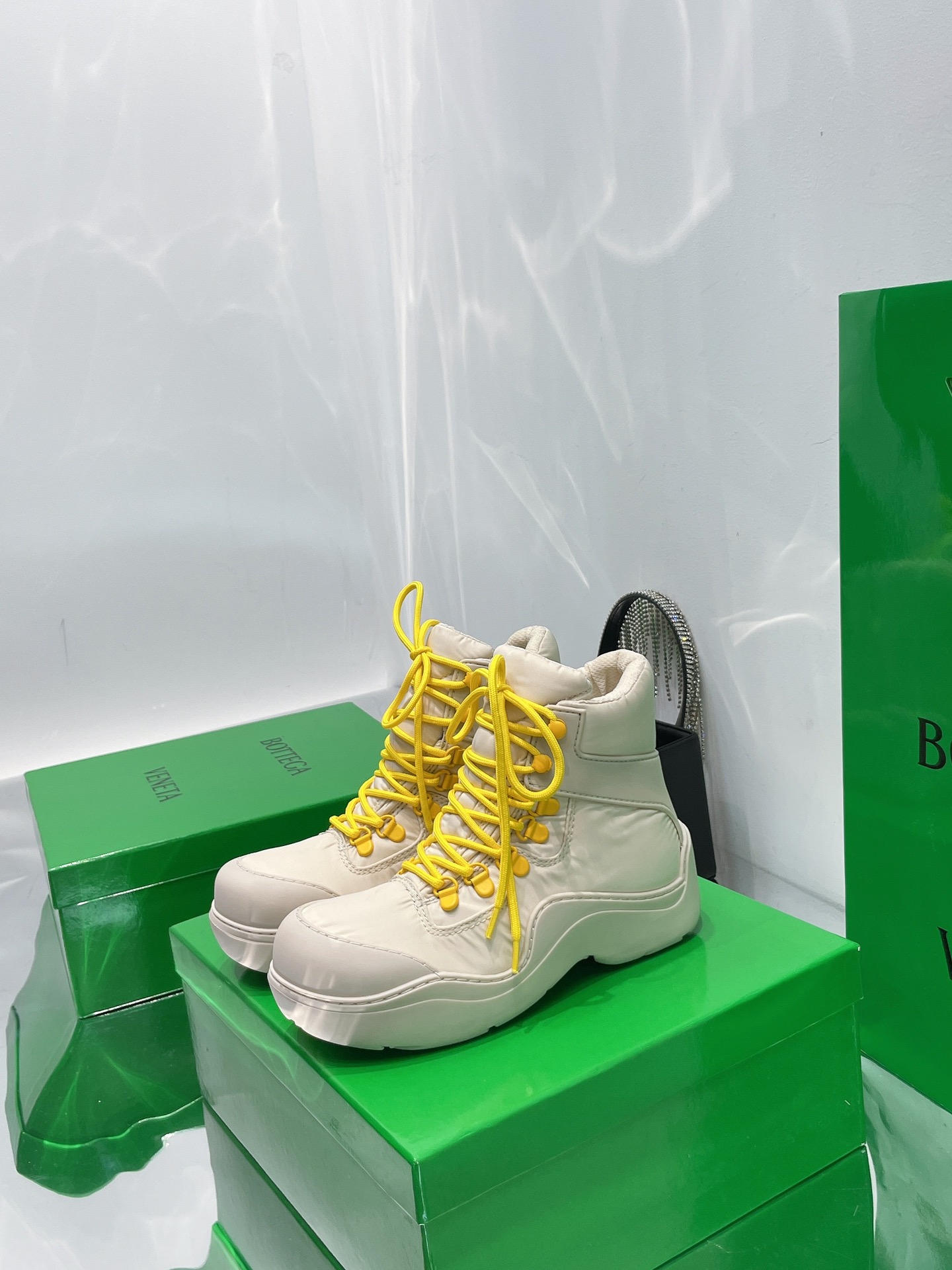 Bottega Veneta Puddle Bomber Lace-up Rubber And Shell Boots 3 - vstockx