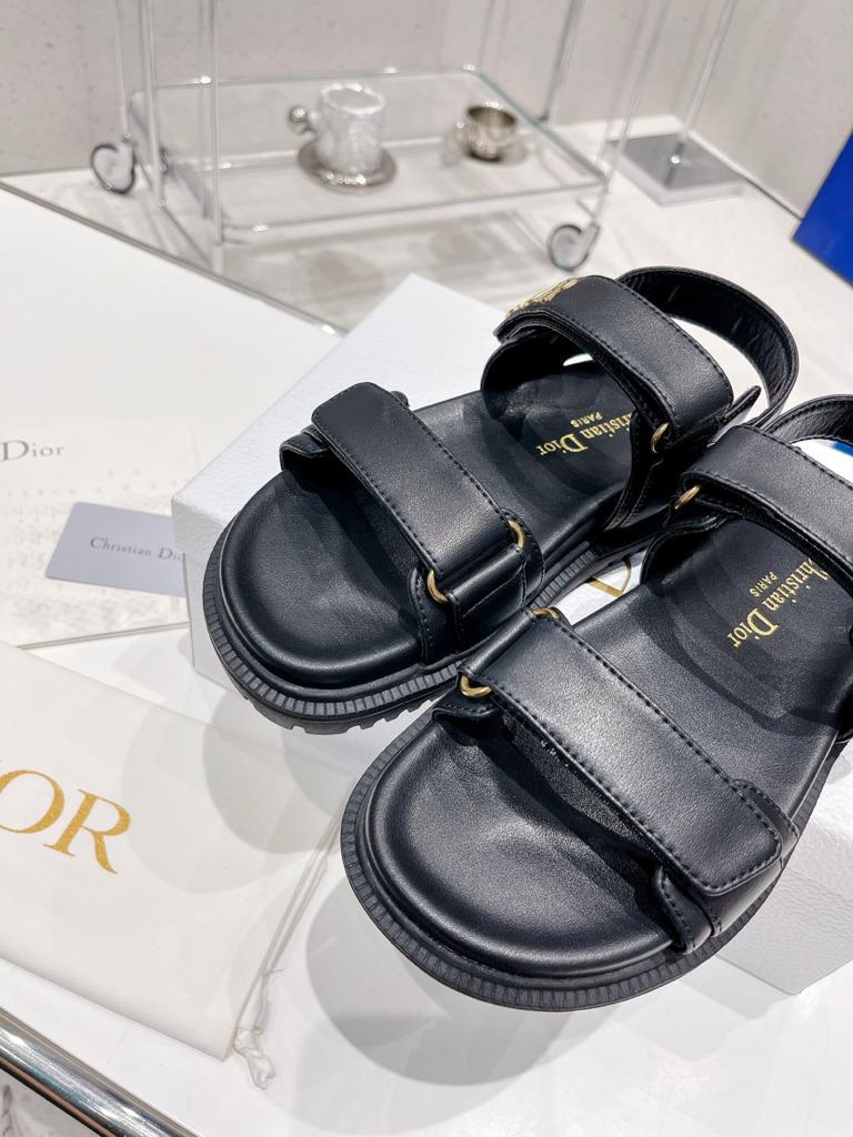 DIOR DIORACT SANDAL Black Lambskin - vstockx