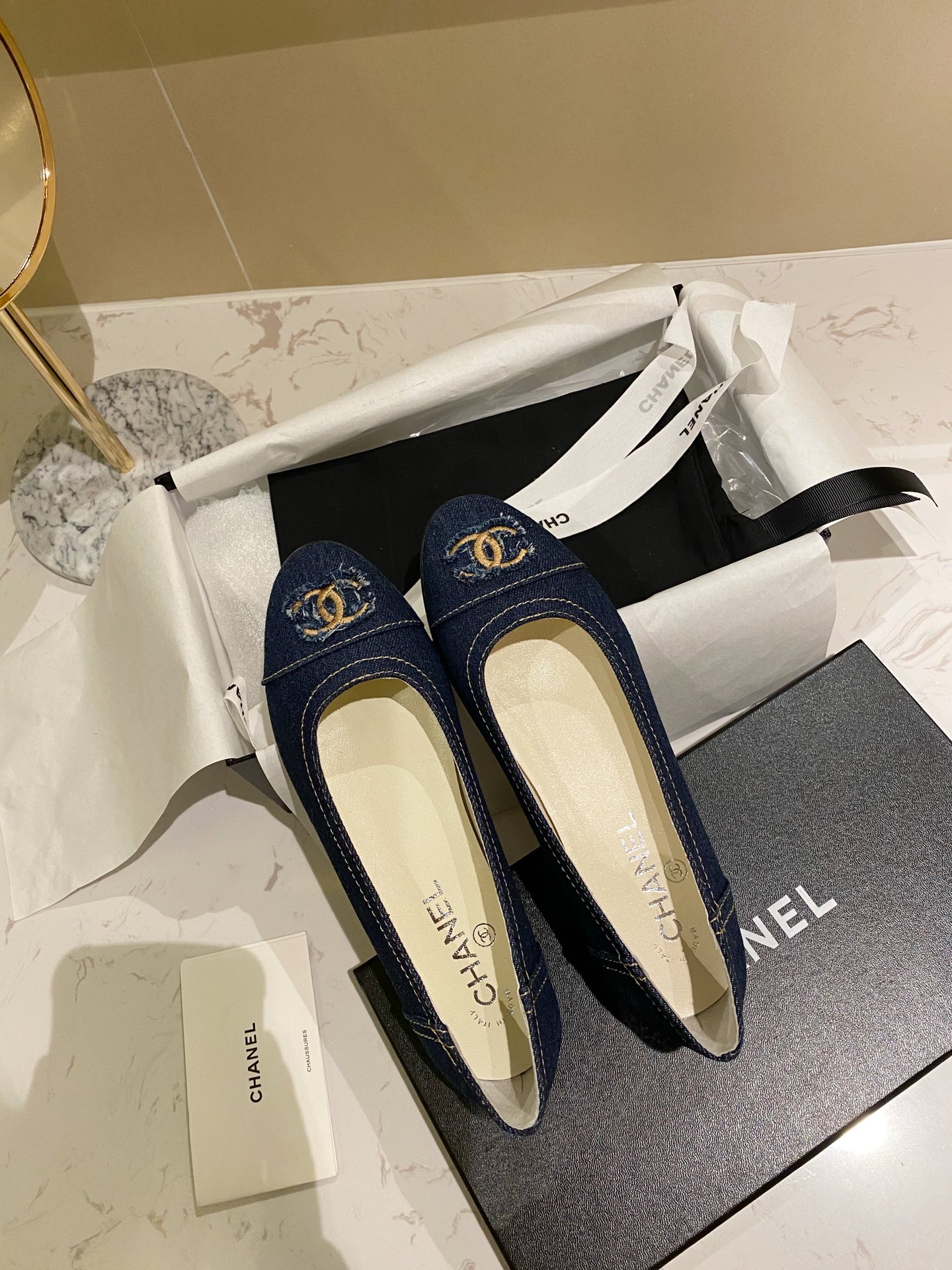 Chanel Ballerinas Fabric & Grosgrain 17 - vstockx