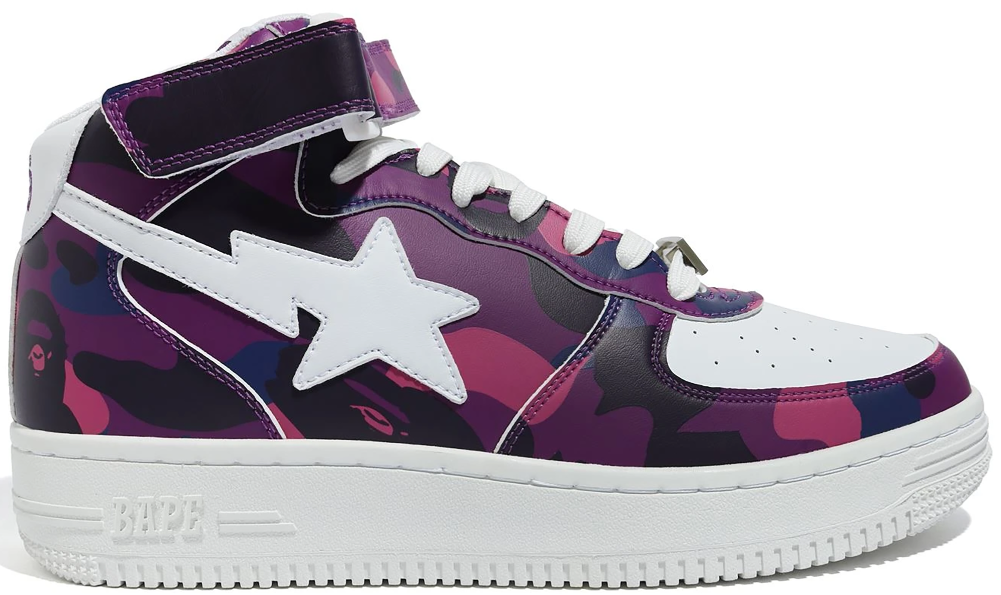 A Bathing Ape Bape Sta Mid Camo Purple - vstockx