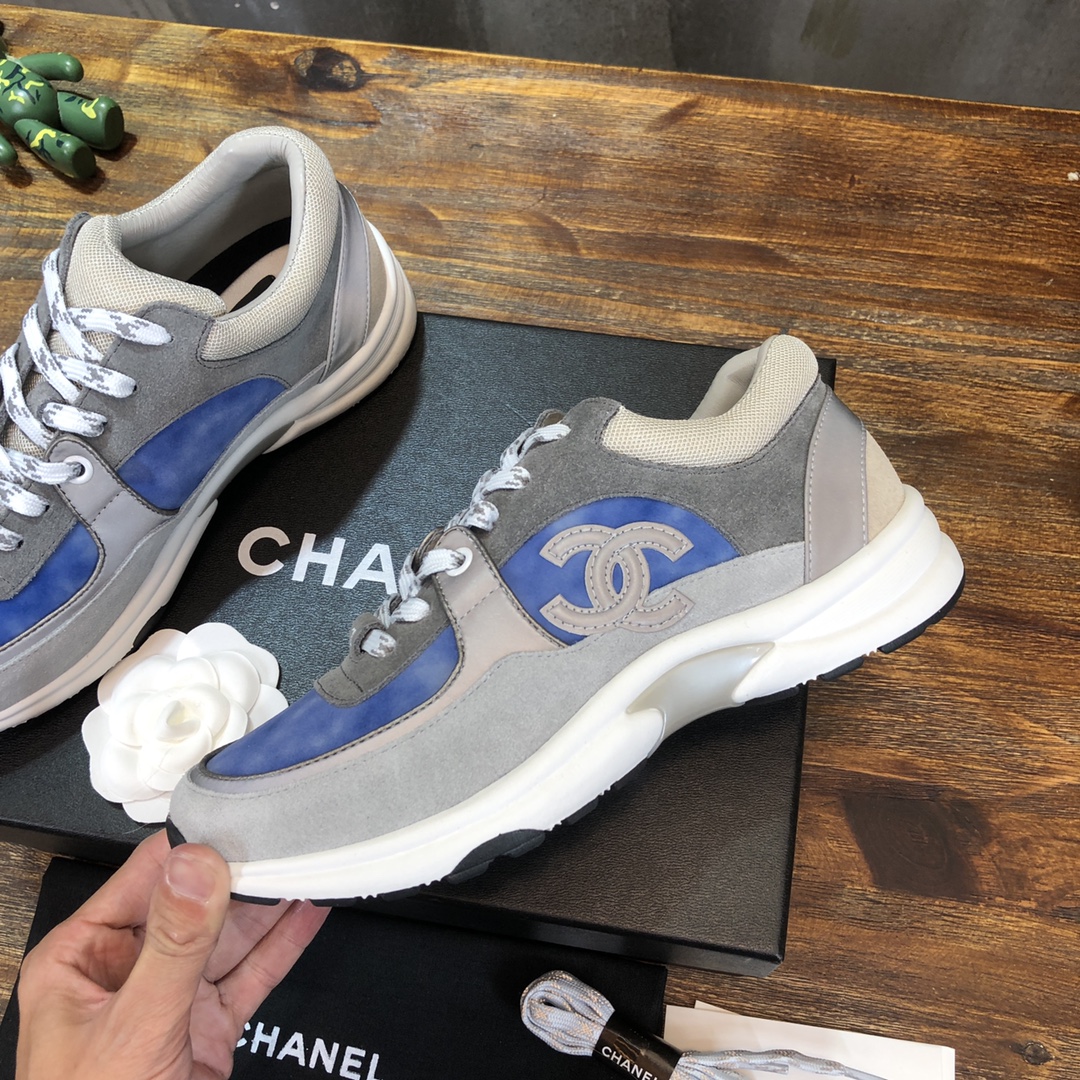 Chanel Fabric & Suede Calfskin Low Top Sneaker 44 - vstockx