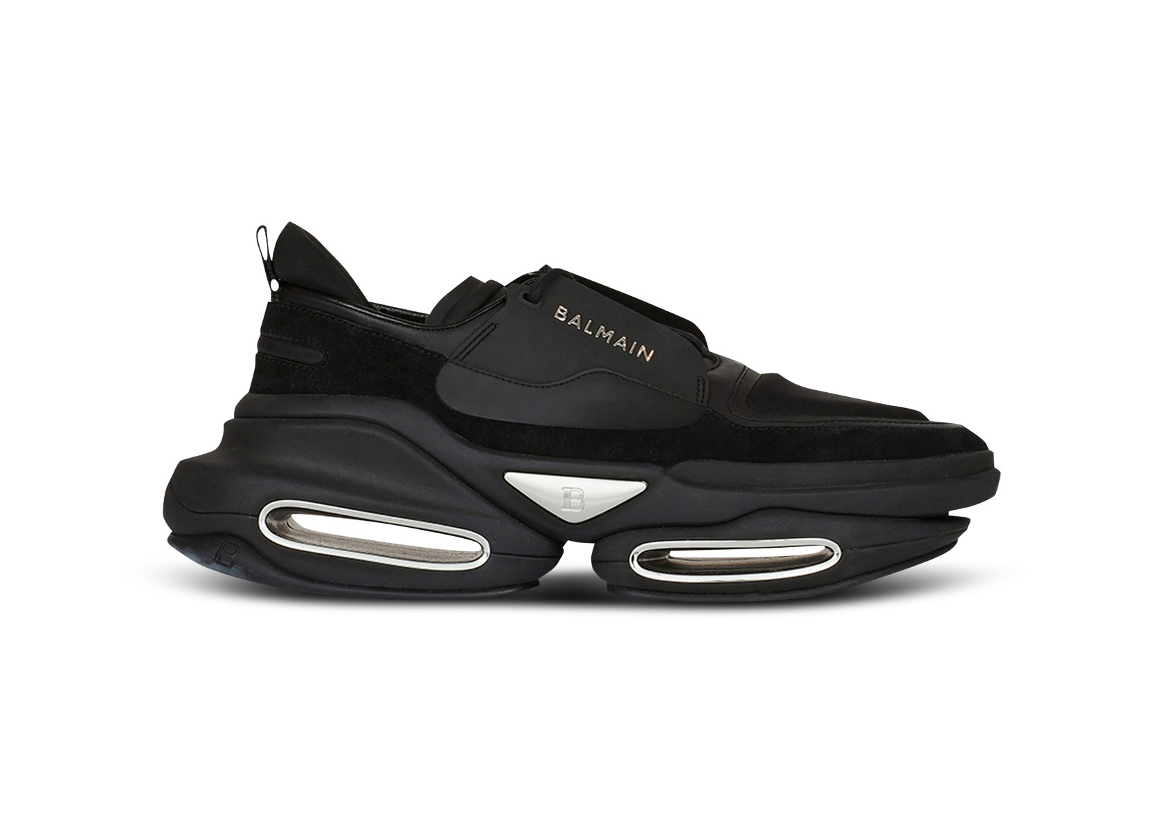 Balmain B-Bold Low-Top Black Suede - vstockx
