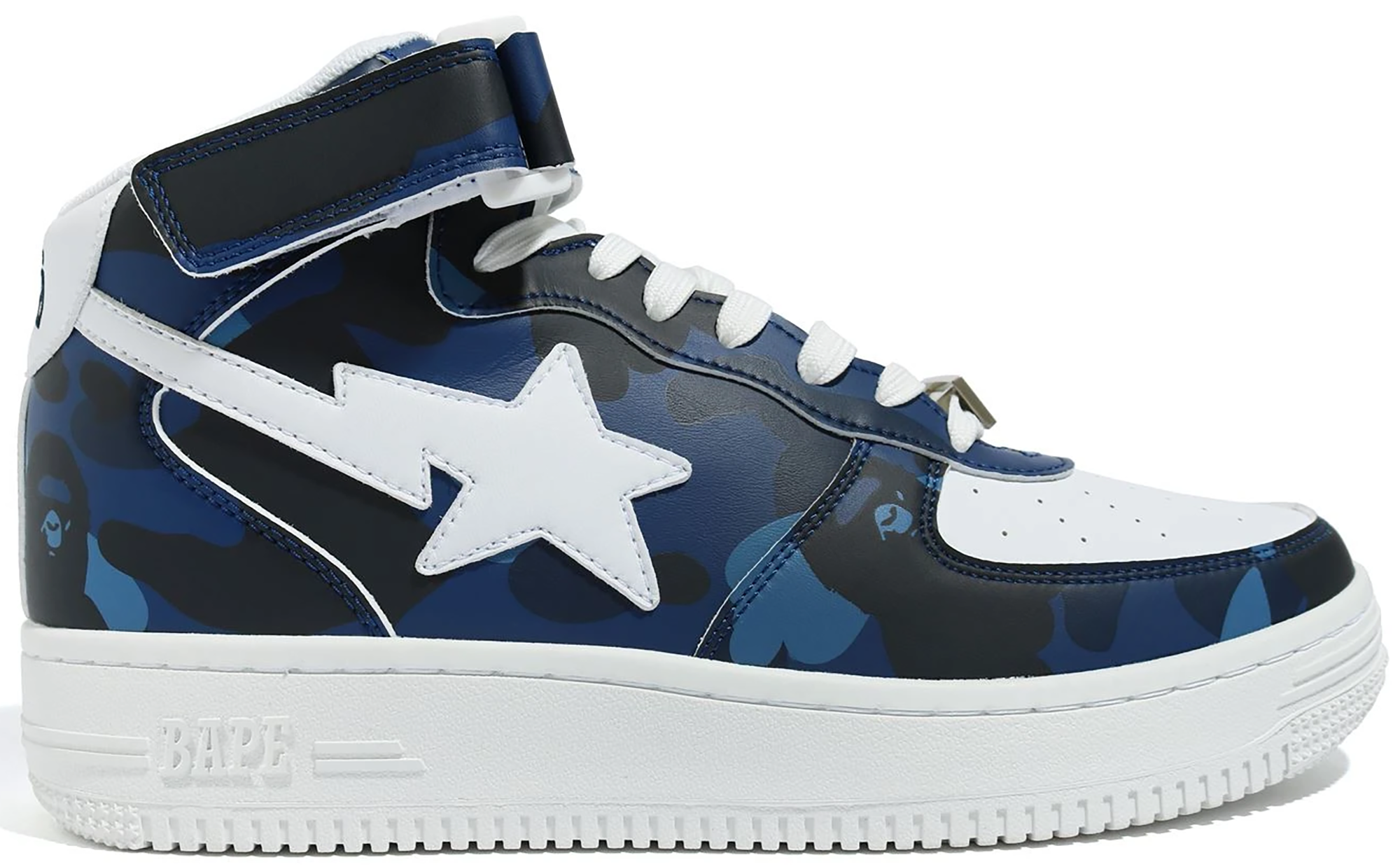 A Bathing Ape Bape Sta Mid Camo Navy - vstockx