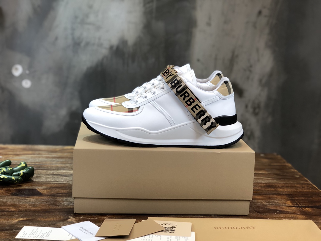 Burberry Vintage Check Leather Beige White - vstockx