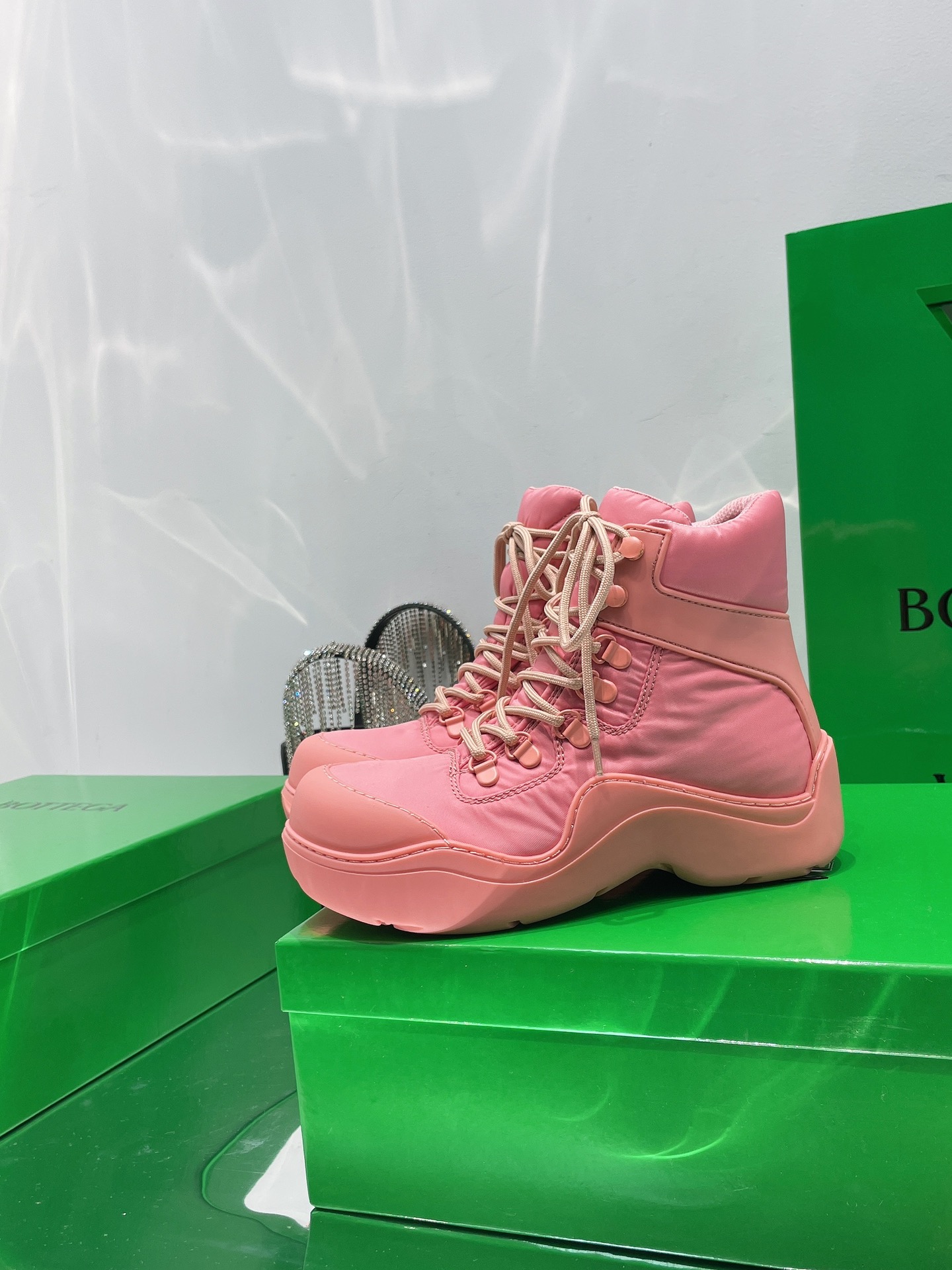 Bottega Veneta Puddle Bomber Lace-up Rubber And Shell Boots 4 - vstockx
