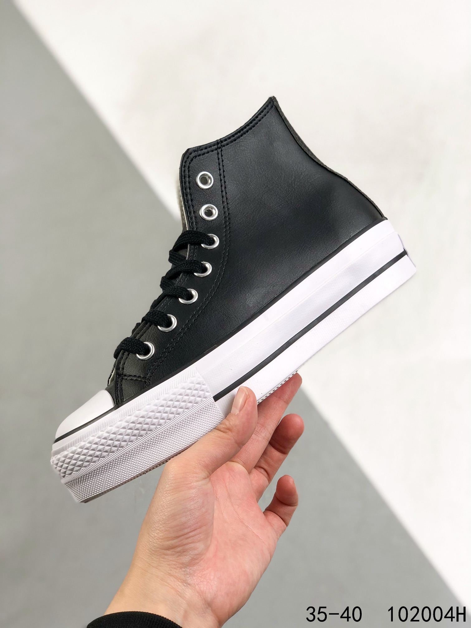 Converse Chuck Taylor All-Star Lift Hi Black Leather (W) - vstockx