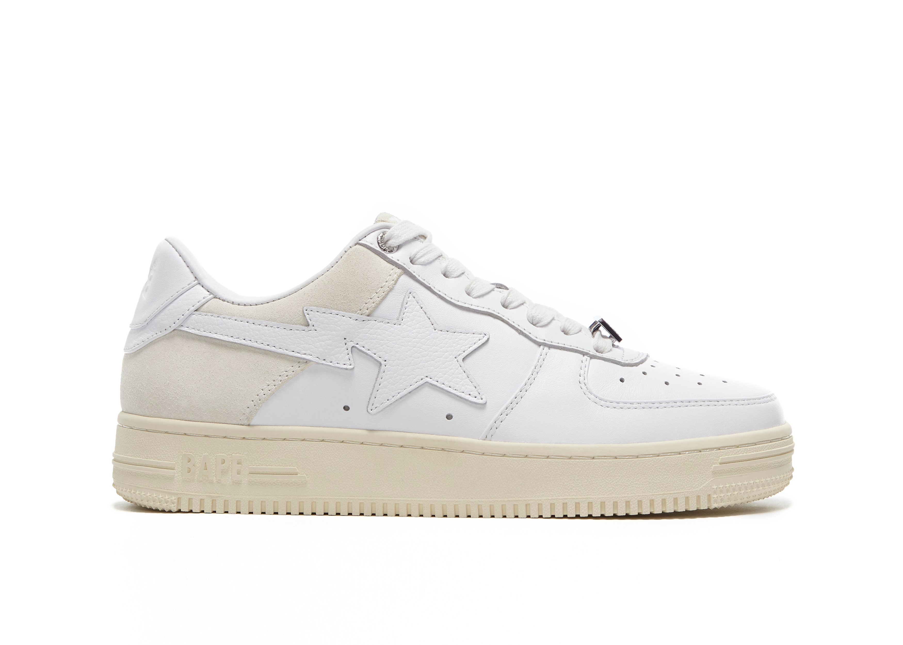 A Bathing Ape Bape Sta Low Suede Heel White - vstockx