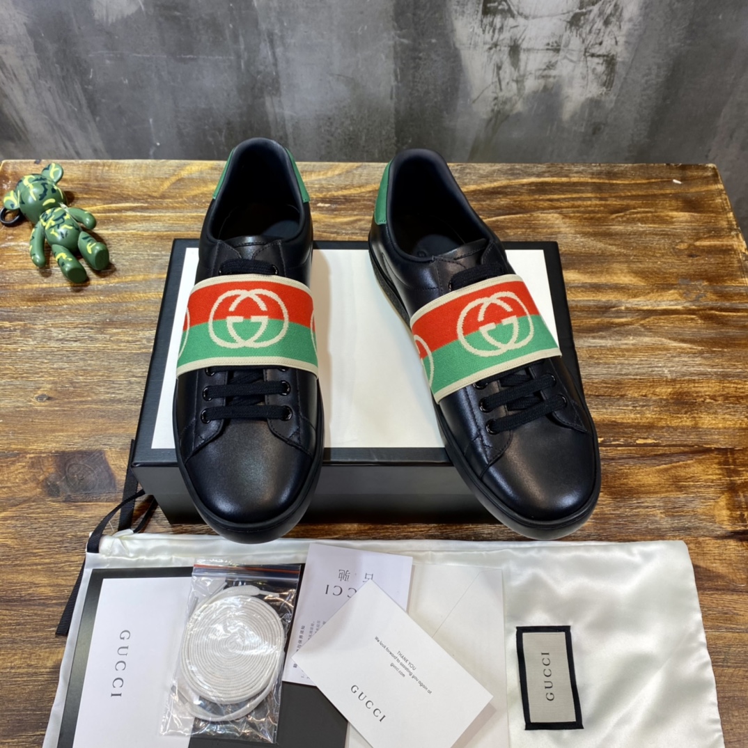 Gucci Ace Elastic Web Interlocking GG Black - vstockx