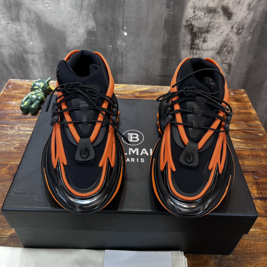 Balmain Unicorn Low-Top Orange Black - vstockx