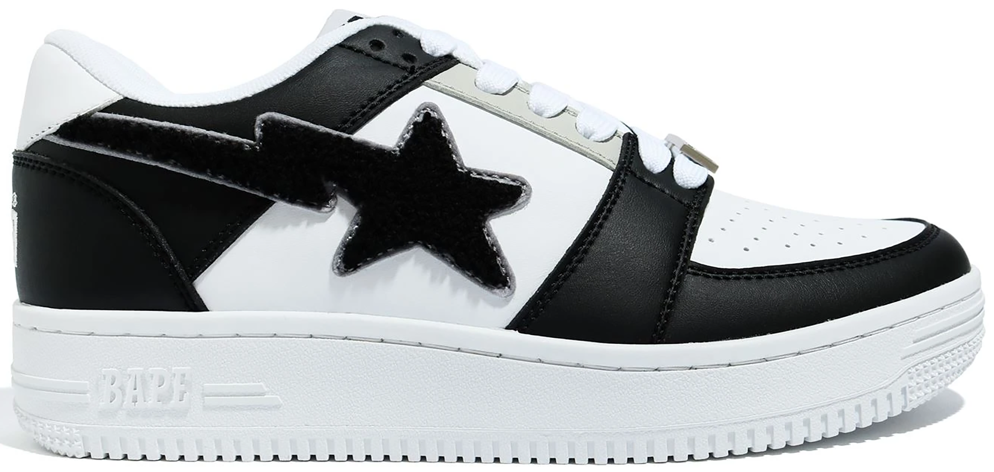 A Bathing Ape Bape Sta Low Patched Black - vstockx
