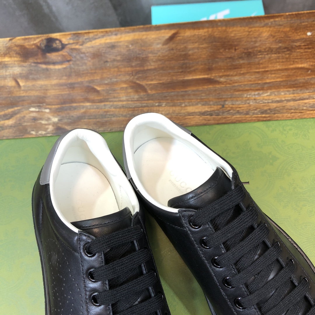 Gucci Ace Perforated Interlocking G Black - vstockx