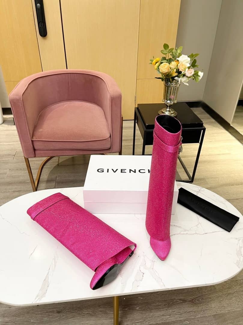 Givenchy Women Shark Lock Boots In Strass pink - vstockx