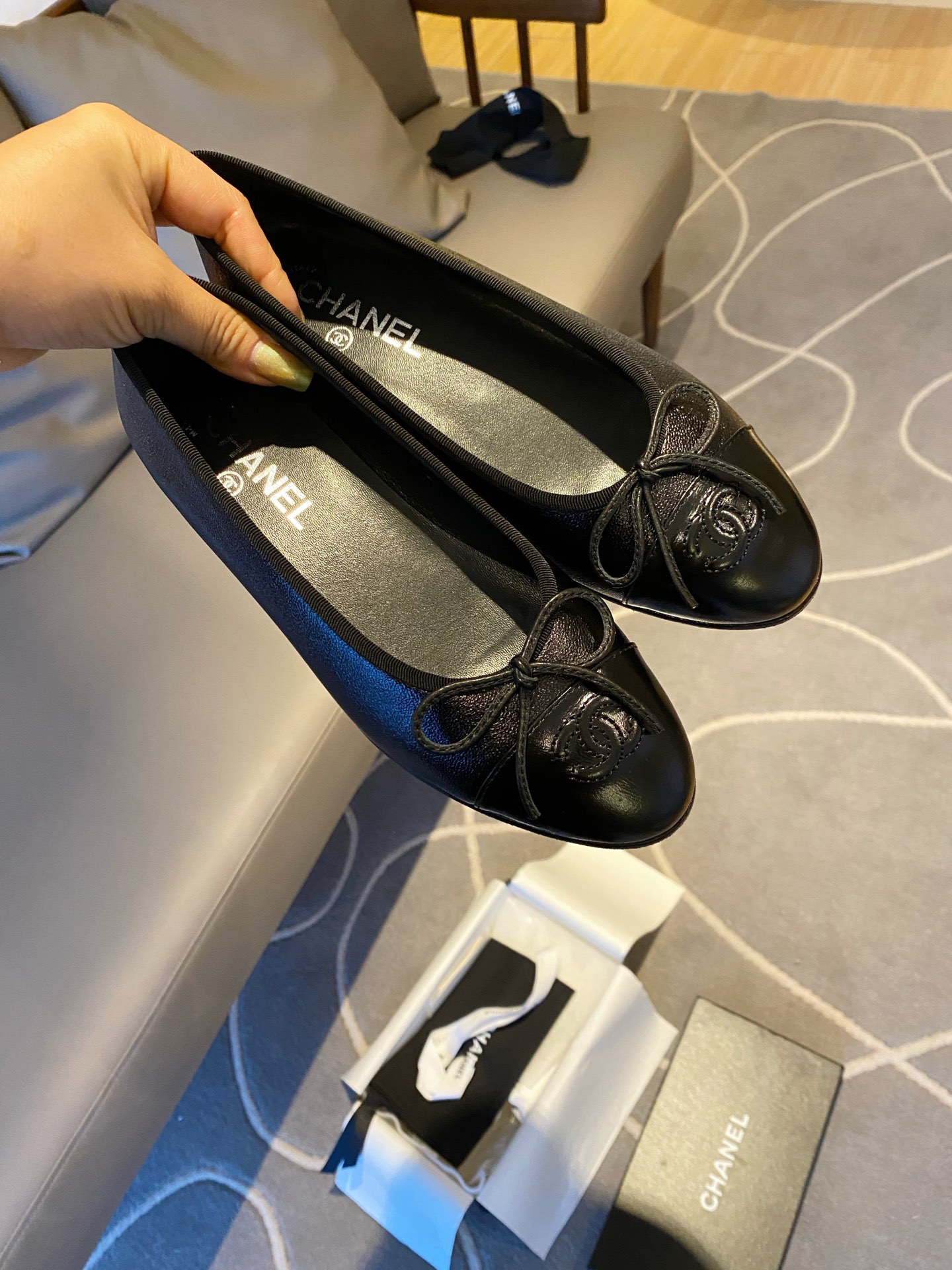 Chanel Ballerinas Fabric & Grosgrain 8 - vstockx