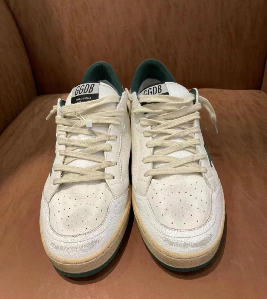 Golden Goose Ball Star leather low side lace-up fashion board shoes white green - vstockx