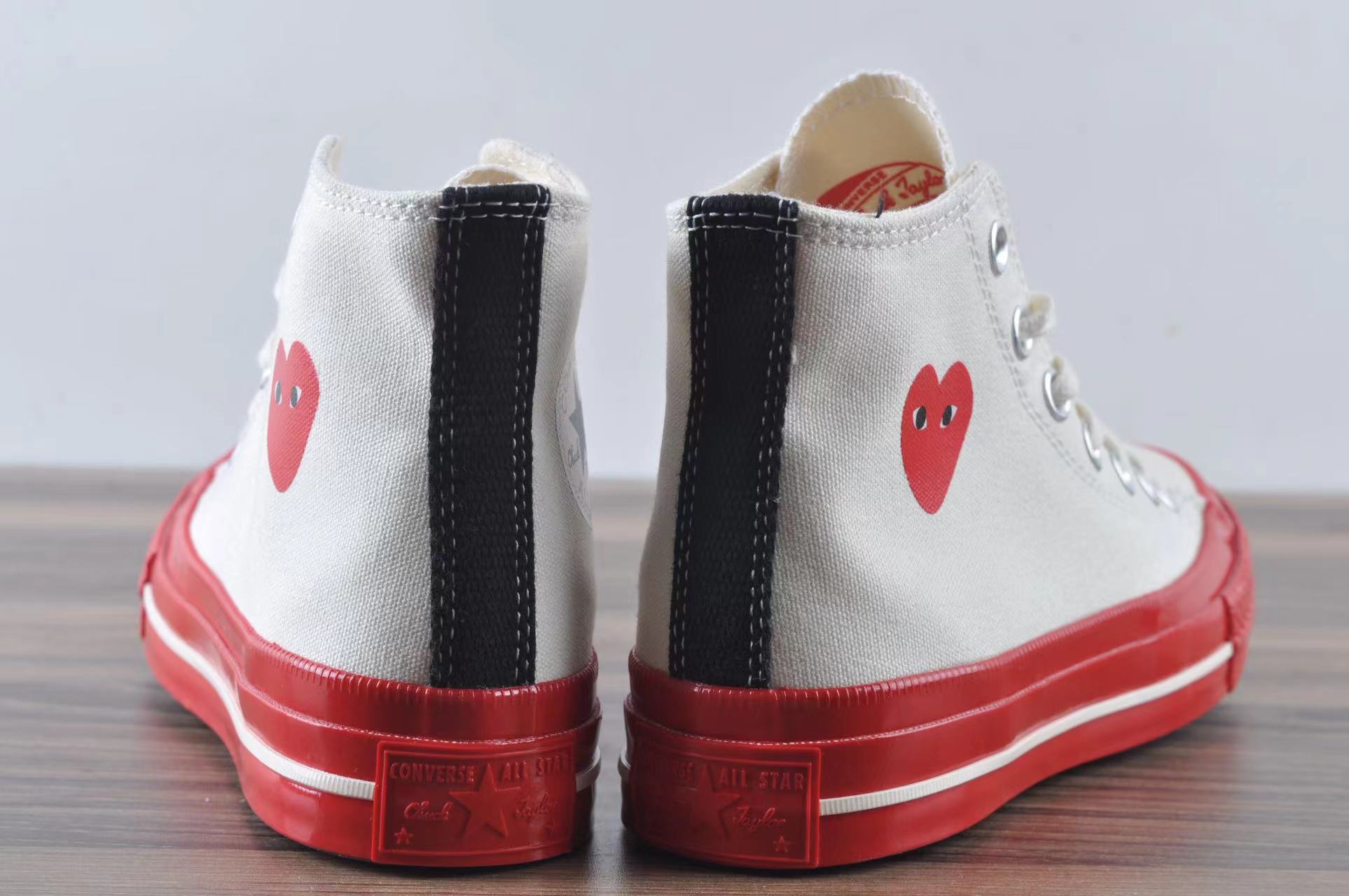 Converse Chuck Taylor All-Star 70 Hi Comme des Garcons PLAY Egret Red Midsole - vstockx