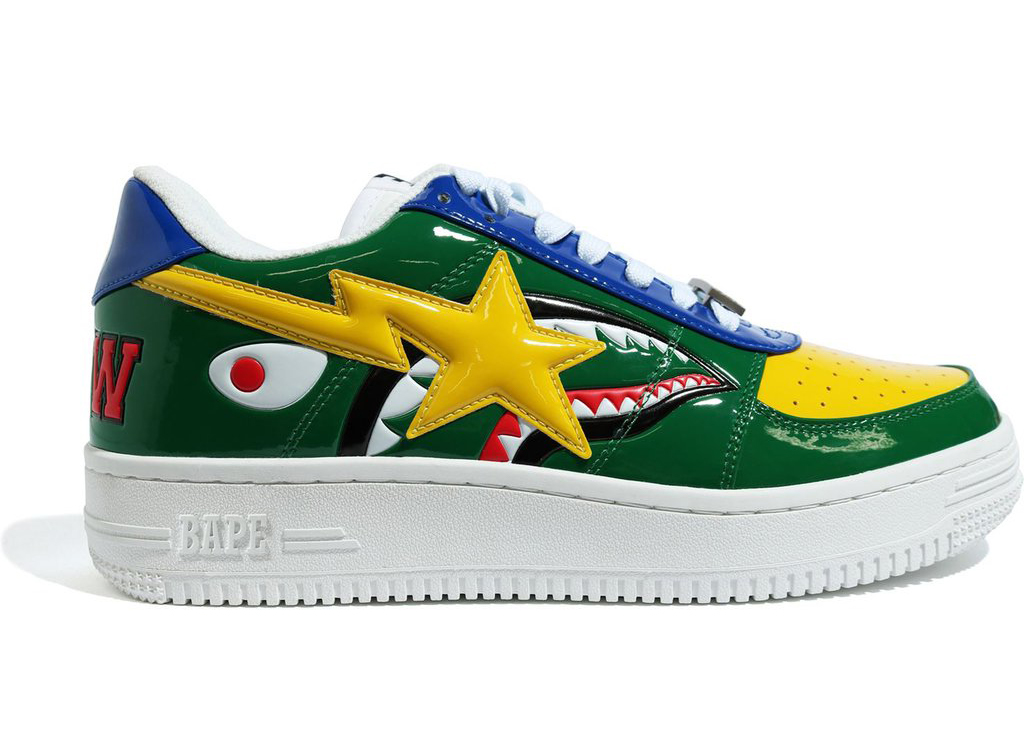 A Bathing Ape Bape Sta Low M2 20th Anniversary Patent Green Shark - vstockx