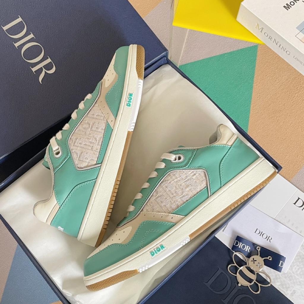 Dior B27 Low Turquoise Cream Dior Oblique Cream Jacquard - vstockx