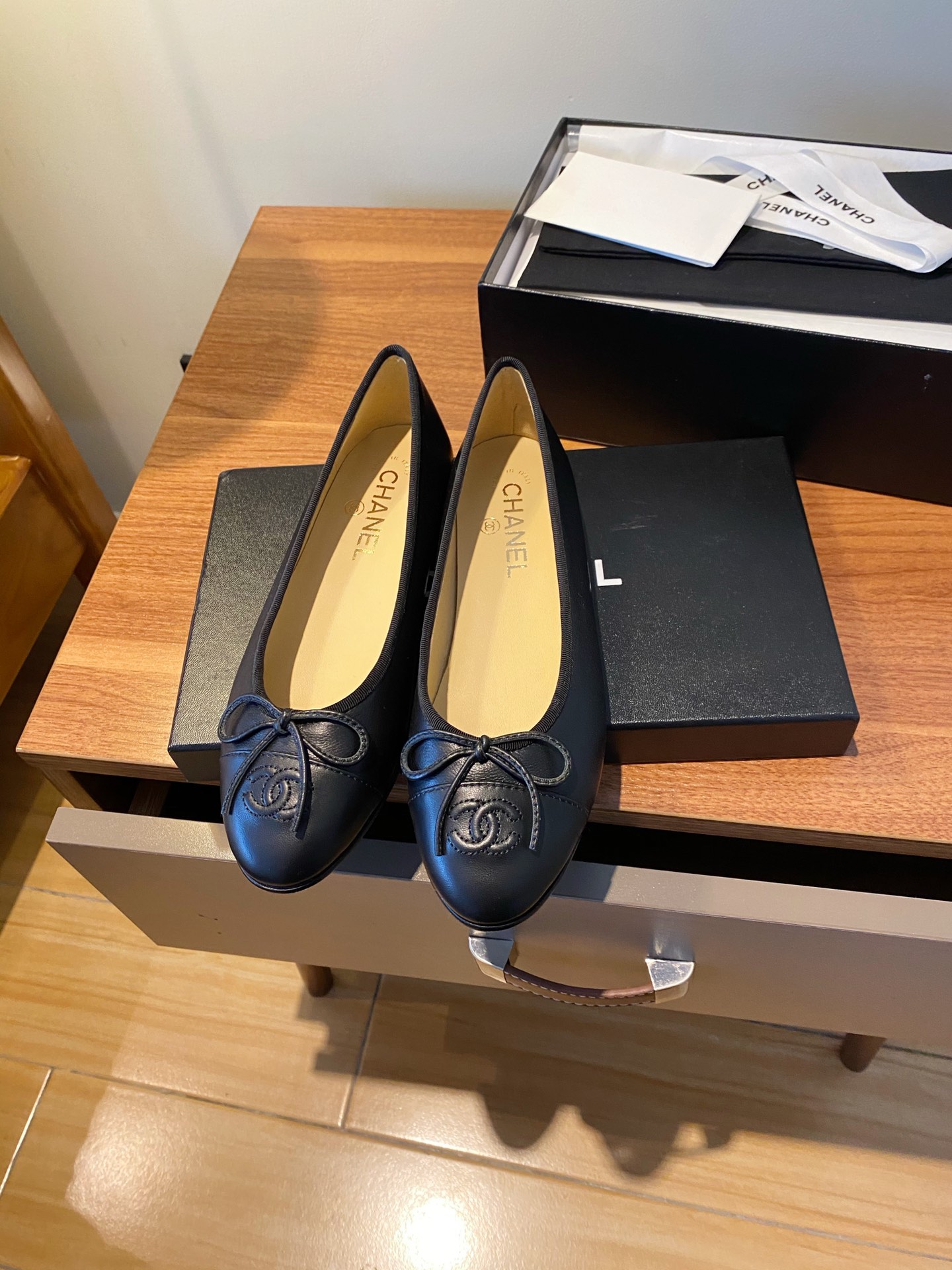 Chanel Ballerinas Fabric & Grosgrain 1 - vstockx