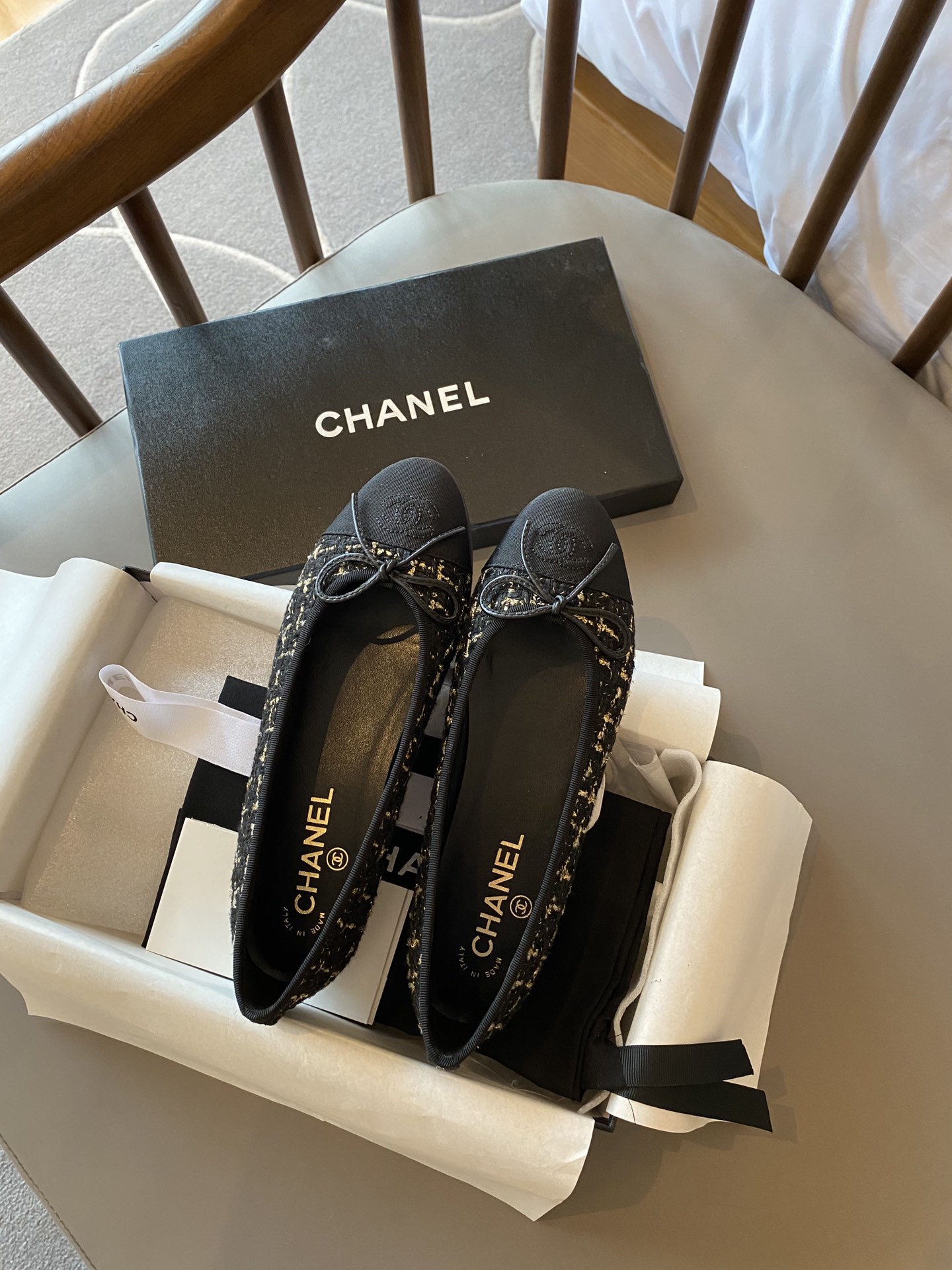 Chanel Ballerinas Fabric & Grosgrain 33 - vstockx