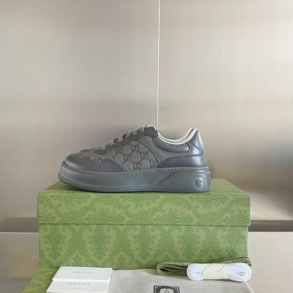 Gucci LACE-UP SNEAKER grey leather - vstockx