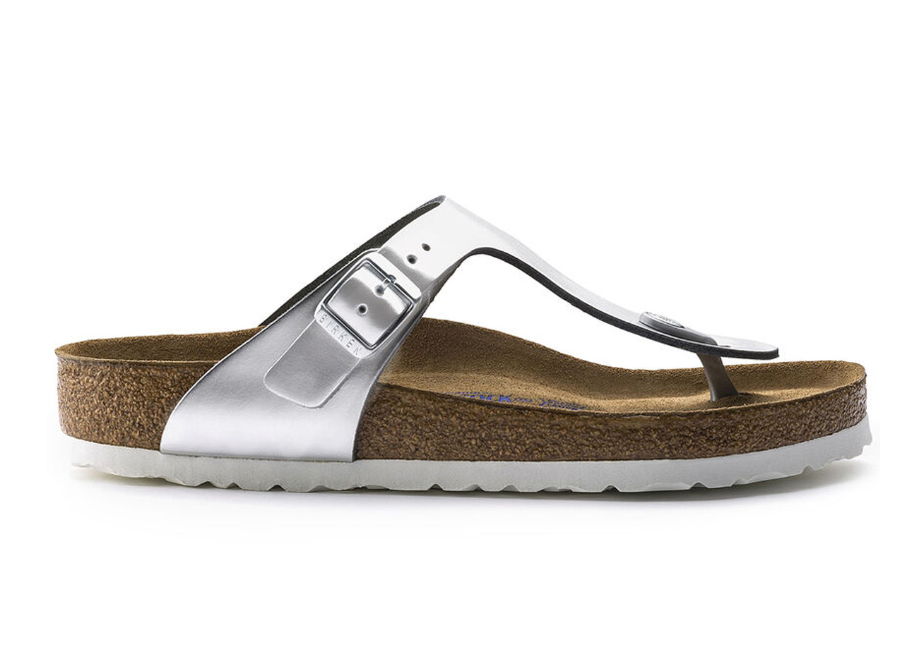 Birkenstock Gizeh Softbed Metallic Silver (Women's) - vstockx