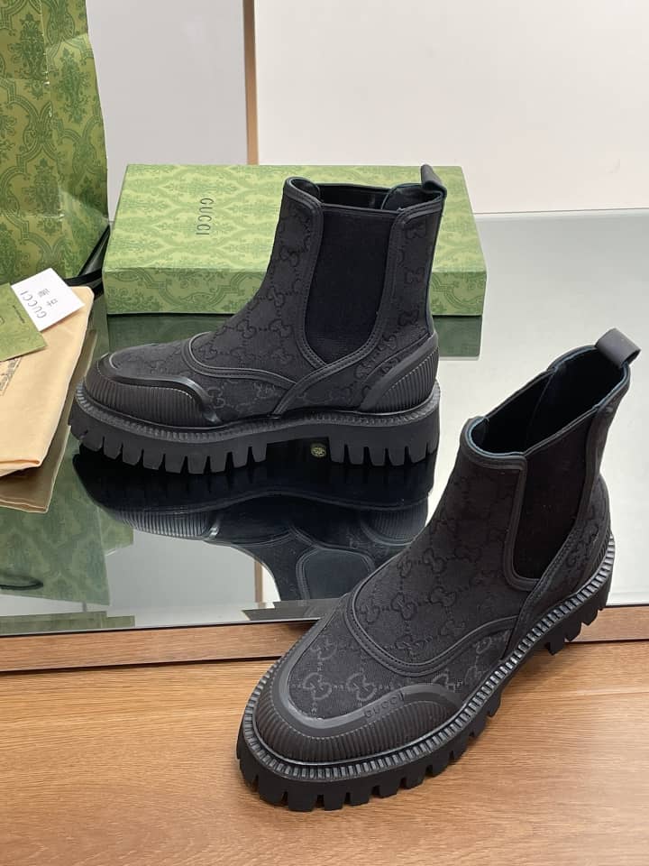 Gucci GG CANVAS ANKLE BOOT Black - vstockx