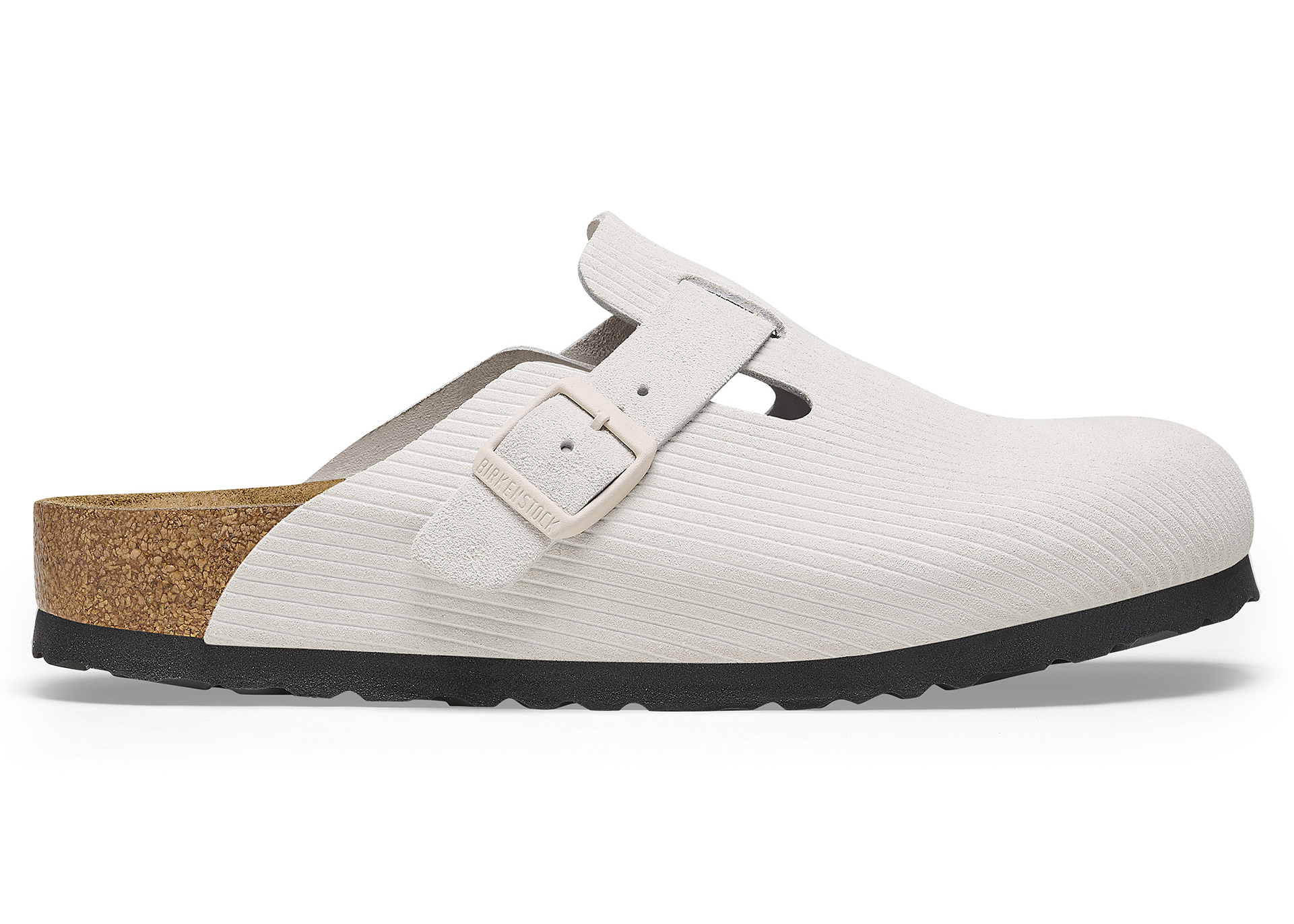 Birkenstock Boston Embossed Corduroy Suede Antique White - vstockx