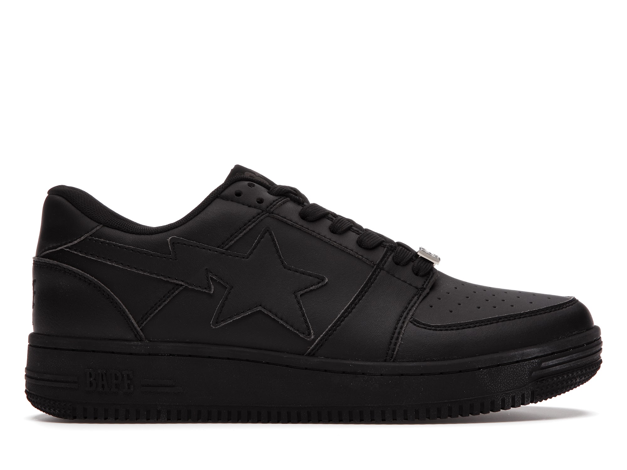 A Bathing Ape Bape Sta Low Black Leather 20th Anniversary - vstockx