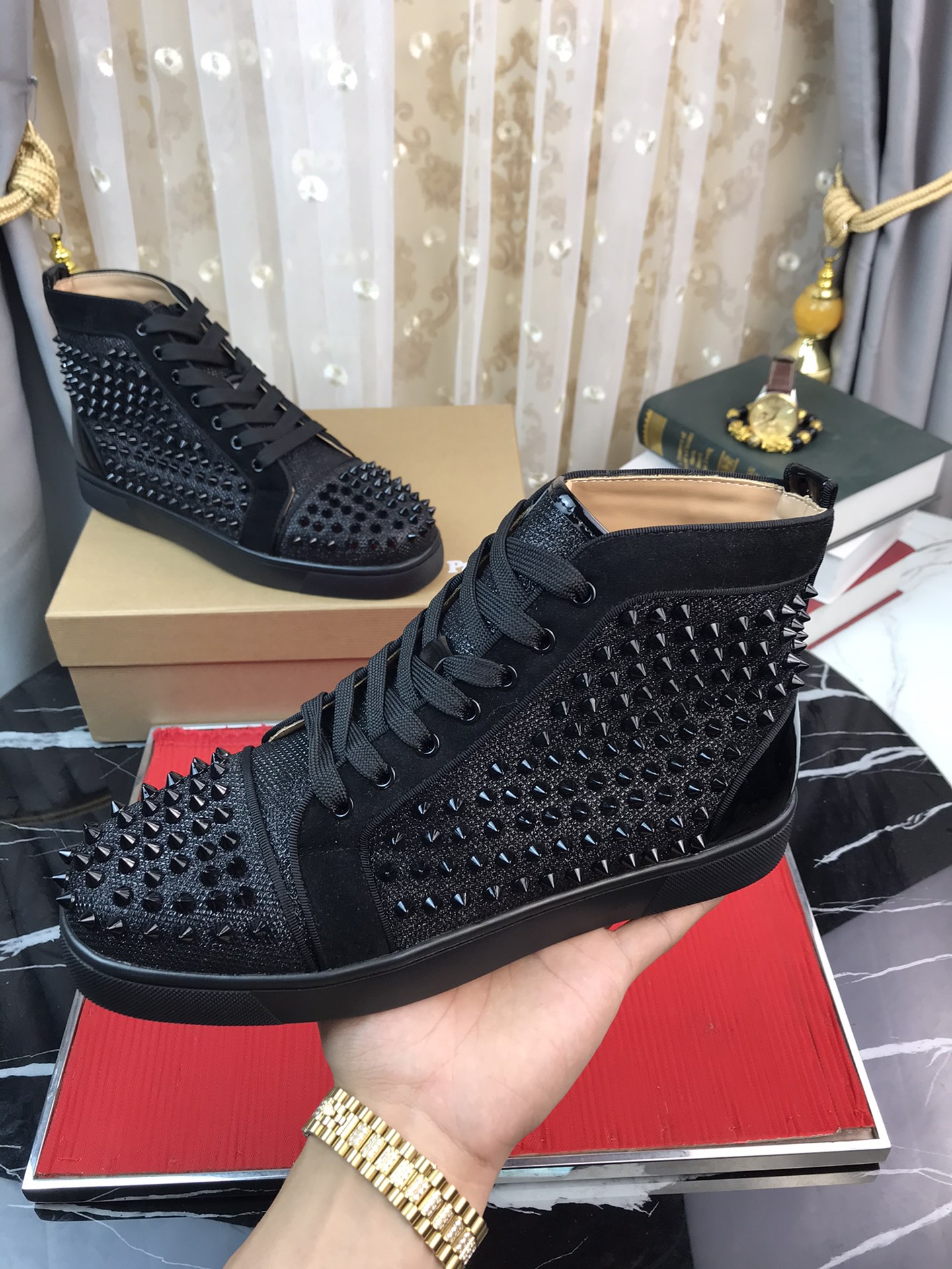 Christian Louboutin Louis Junior Spikes Orlato Flat Sneakers 1 - vstockx