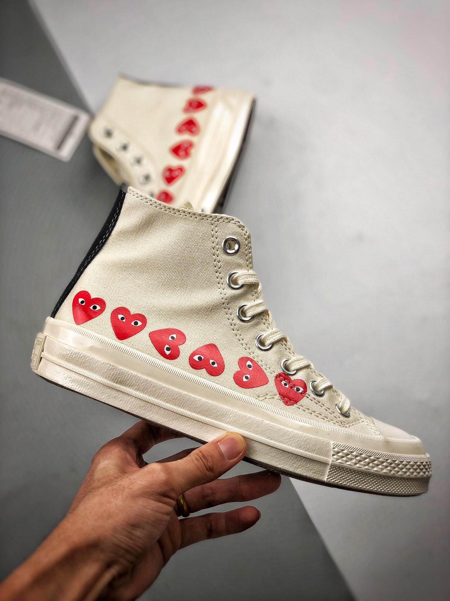 Converse Chuck Taylor All-Star 70s Hi Comme des Garcons Play Multi-Heart White - vstockx