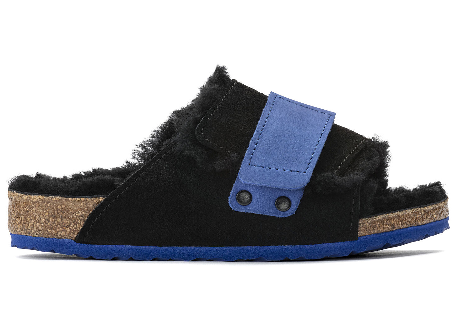 Birkenstock Kyoto Teddy Suede Black Ultra Blue (Kids) - vstockx
