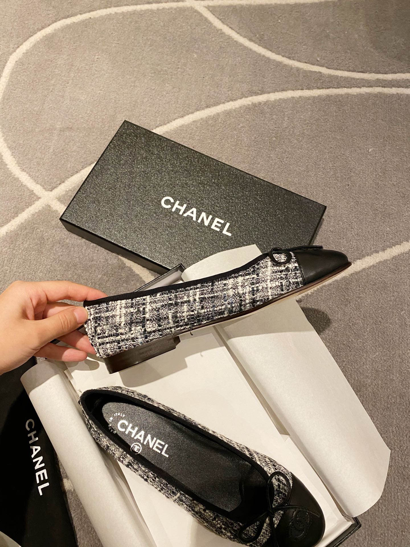 Chanel Ballerinas Fabric & Grosgrain 21 - vstockx