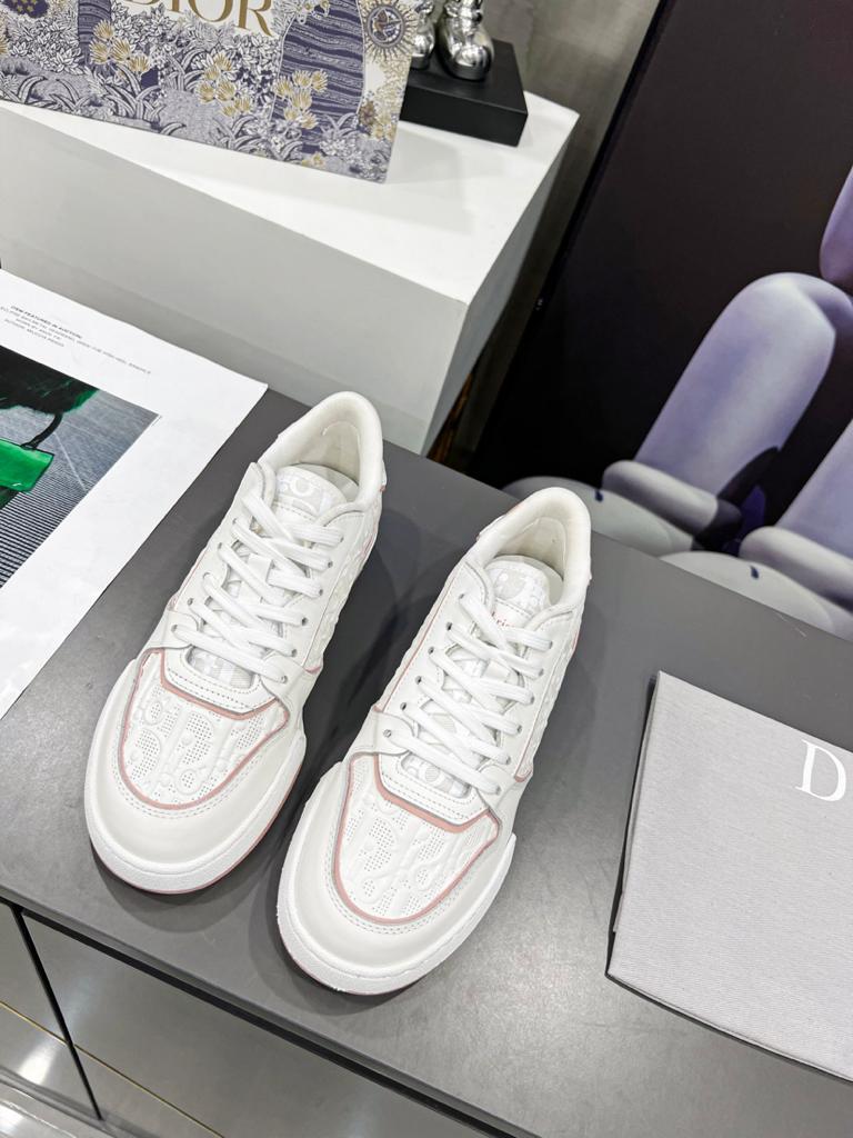 Dior One White and Nude Dior Oblique Perforated Calfskin (Women's) - vstockx