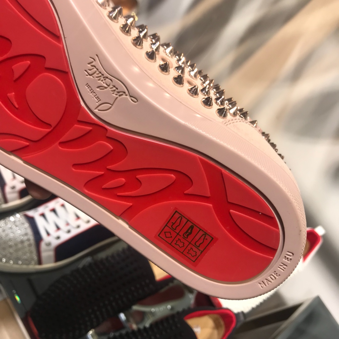 Christian Louboutin Louis Junior Spikes Orlato Flat Sneakers 34 - vstockx