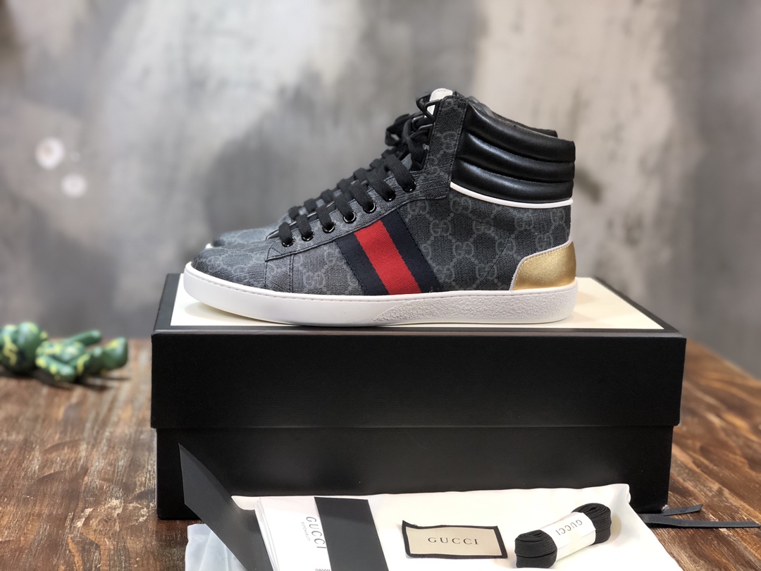 Gucci Ace GG High Top Black - vstockx