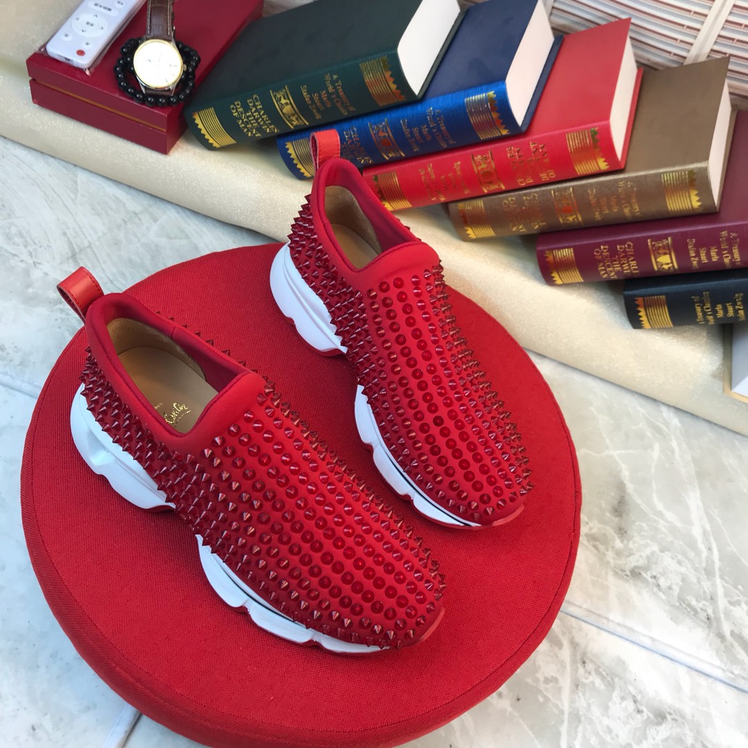 Christian Louboutin Spike Sock Flat Sneakers 3 - vstockx