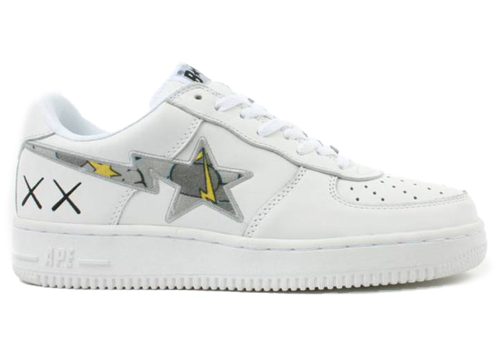 A Bathing Ape Bape Sta Low KAWS White Yellow Grey - vstockx