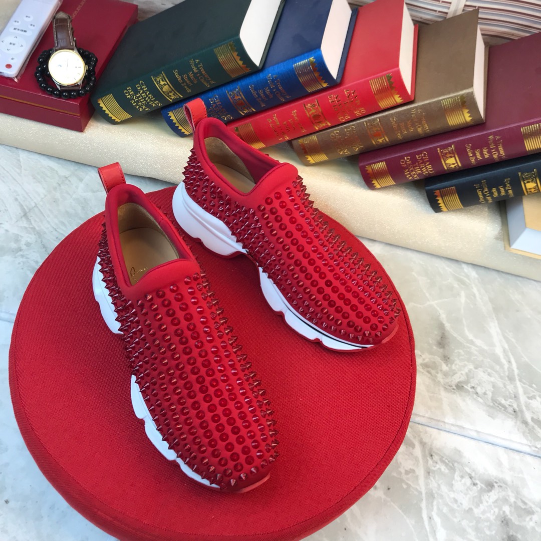 Christian Louboutin Spike Sock Flat Sneakers 3 - vstockx