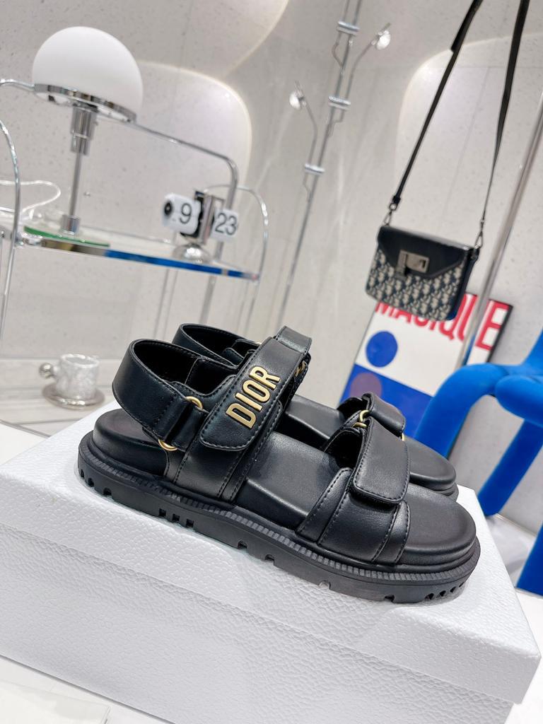 DIOR DIORACT SANDAL Black Lambskin - vstockx